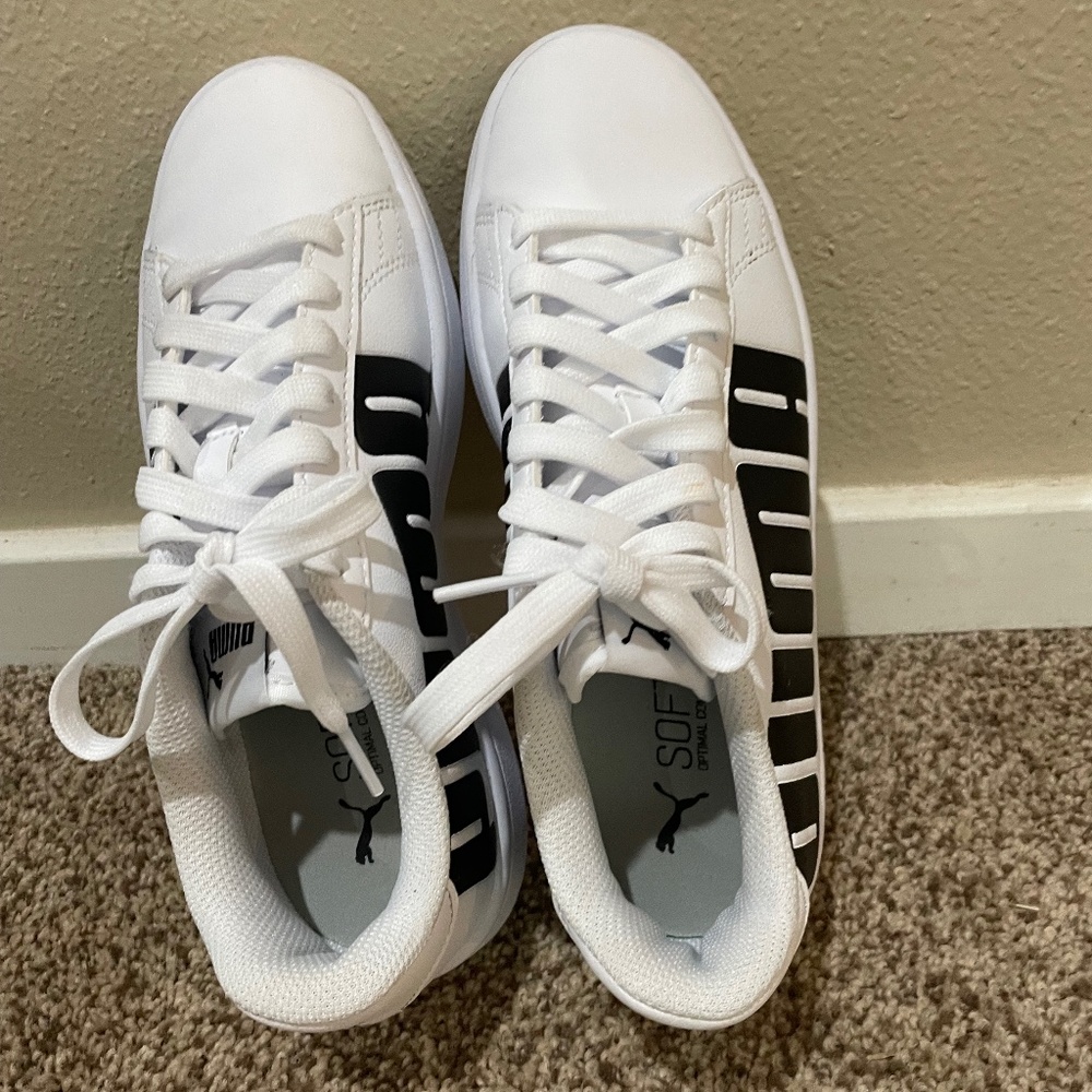 Girls White Puma Tennis Shoes